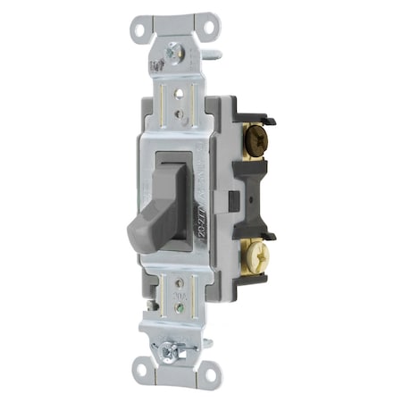Hubbell Wiring Device-Kellems Switches and Lighting Controls, Toggle Switch, Commercial Grade, Four Way, 20A 120/277V AC, Back and Side Wired, Gray CSB420GY